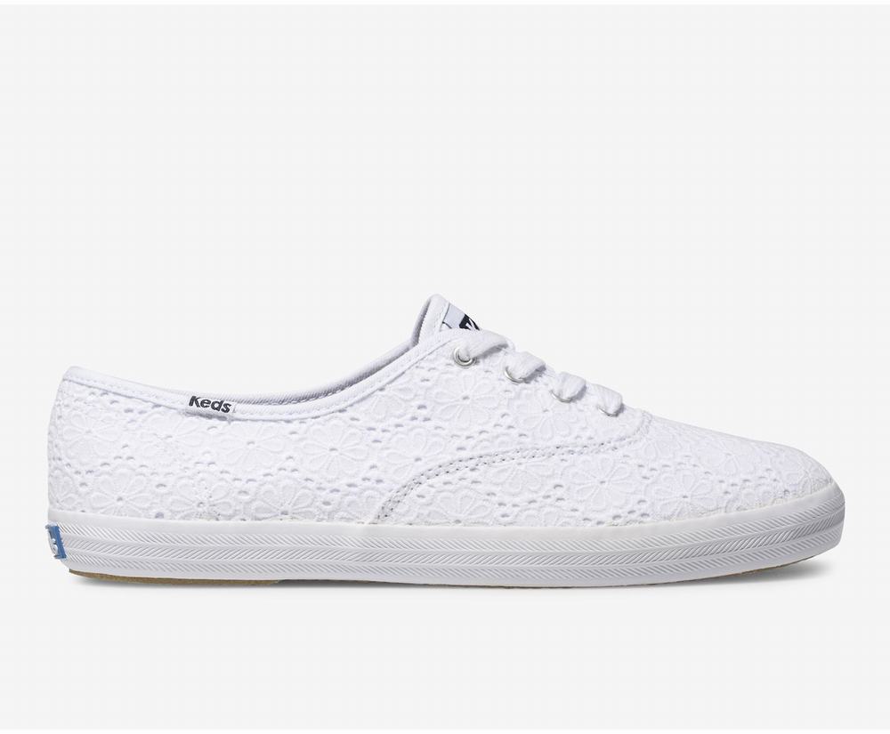 Women's Keds Champion Daisy Eyelet Sneakers White 6975230QU - South Africa